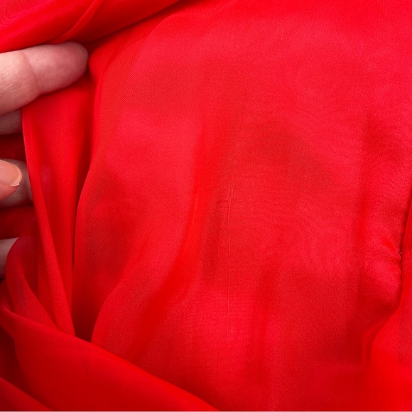 Mac Duggal Strapless Red Gown with Silver Detailing - Picture 13 of 16